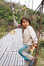 Bhutanese kid on the Bridge in Punakha